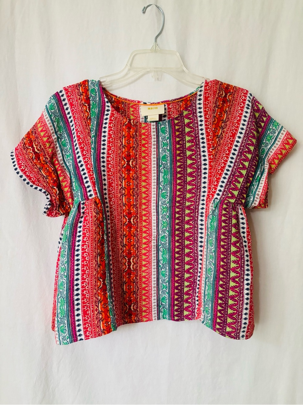 Anthropologie Maeve Striped Boxy Blouse Flutter Sleeve XS